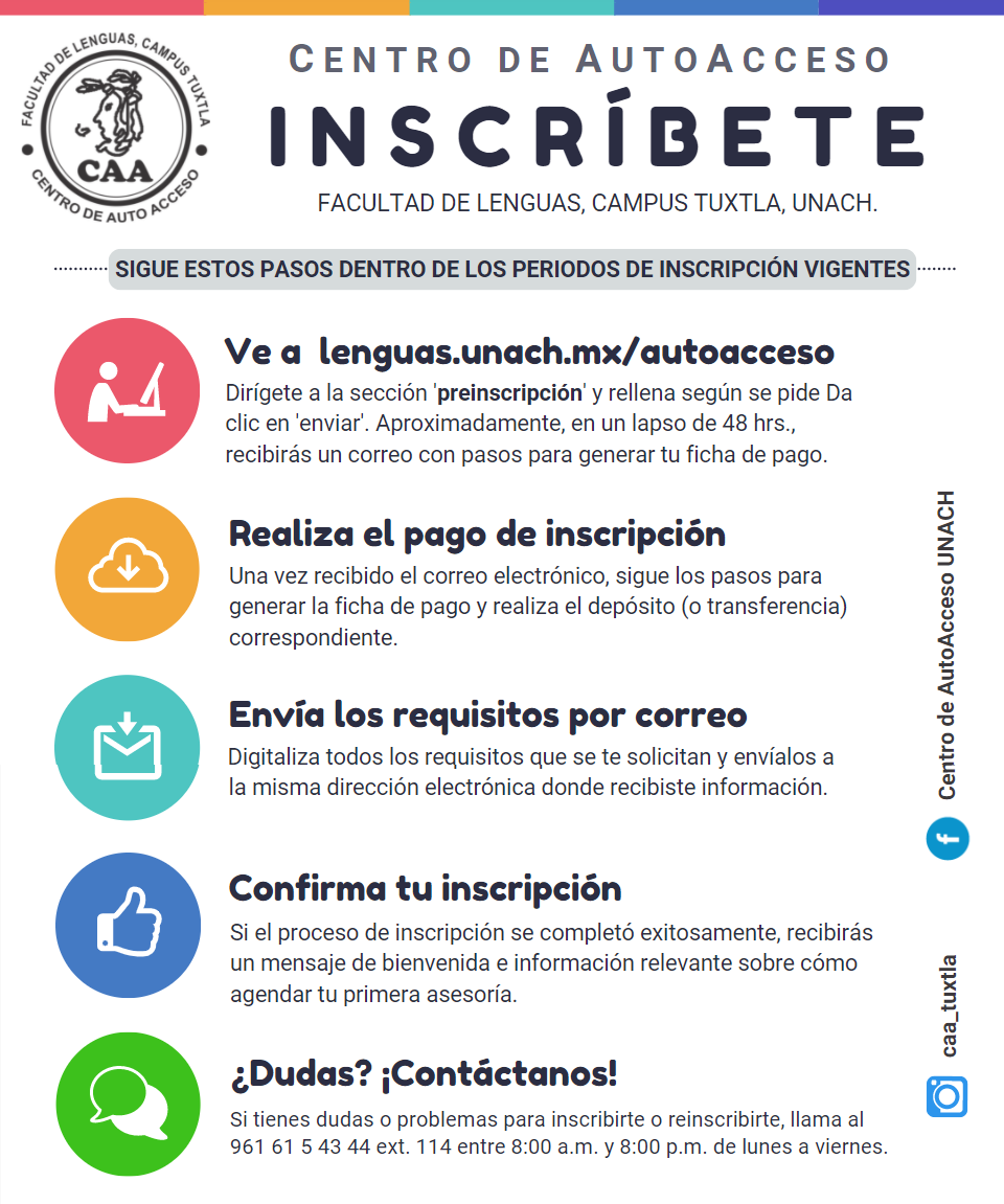 Pasos para inscripción CAA